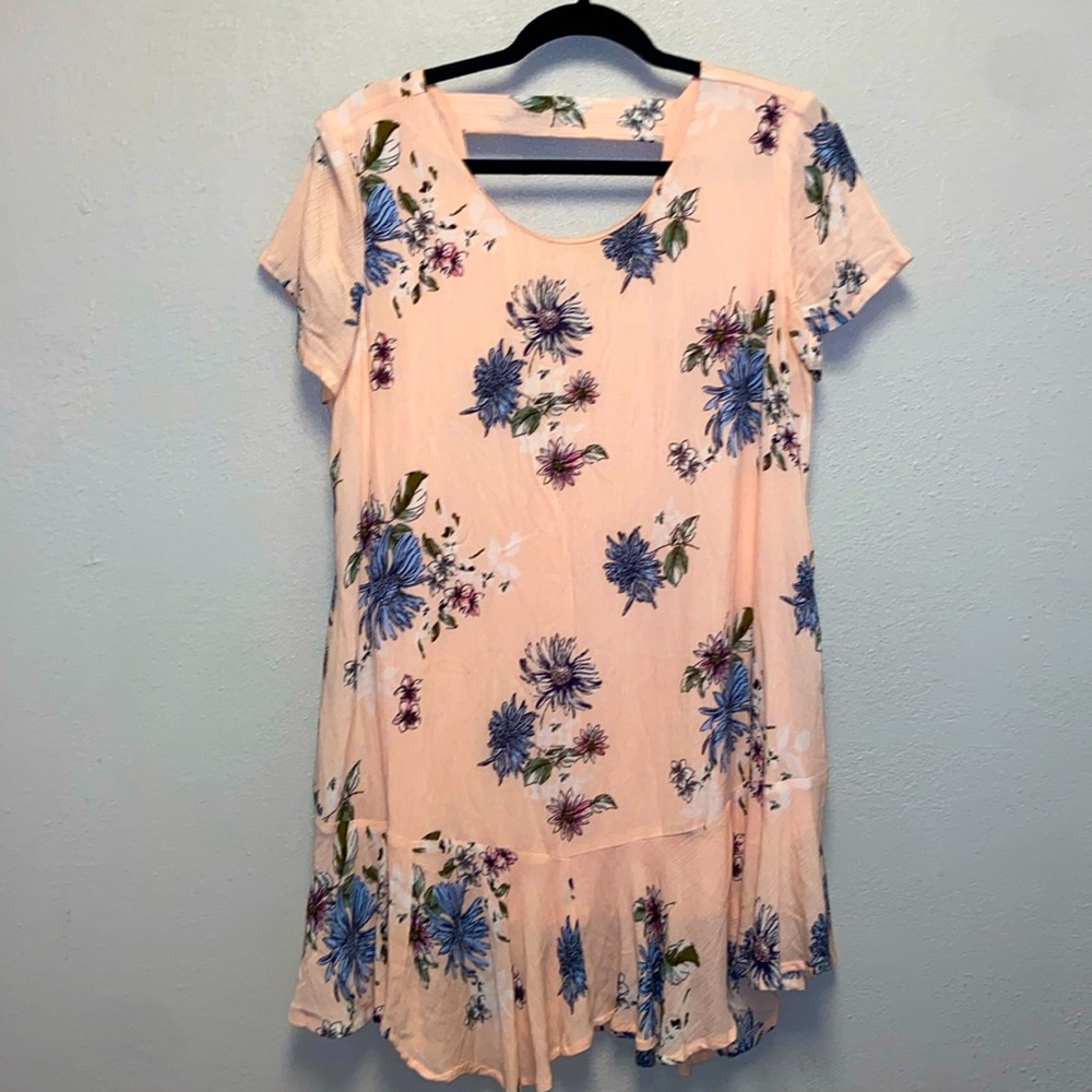 Altar'd State  Pink Floral Deep V Open Back Cottagecore Dress 3071